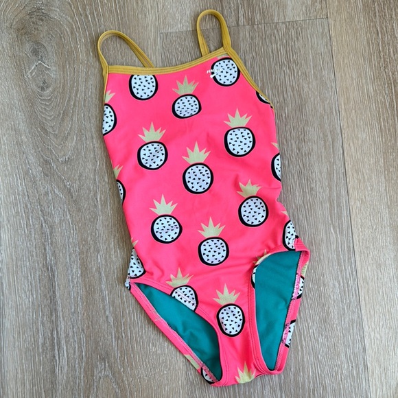 Kids Pink Pineapple Swimsuit - Picture 1 of 3